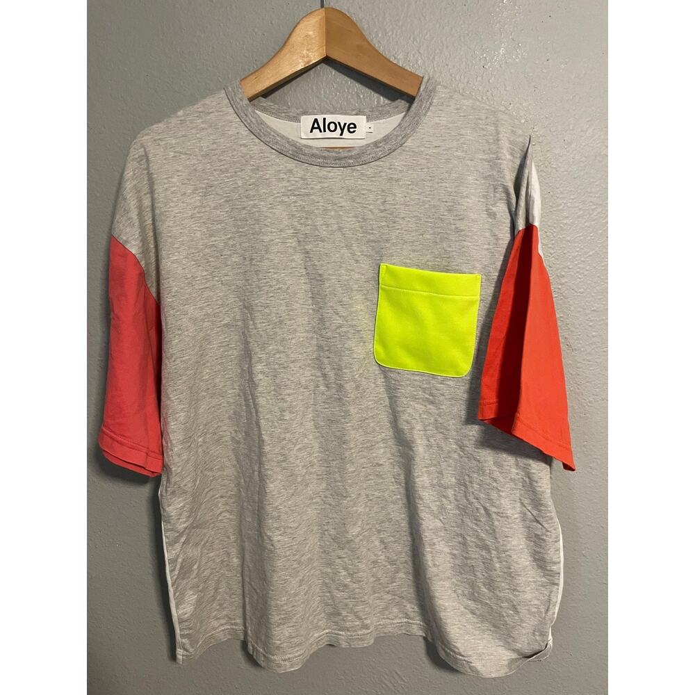 Aloye T Shirt Mens Large Colorblock Pocket Short Sleeve Casual Modern Designer